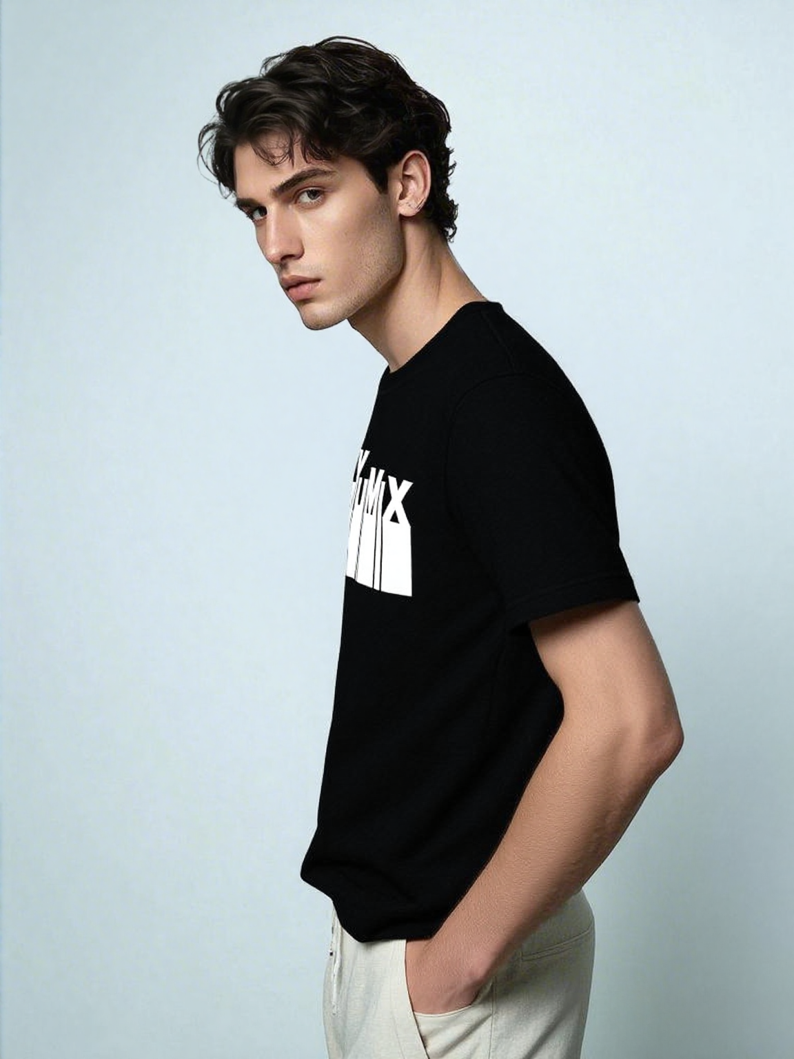 Matte Black T-Shirt - Sunset Design