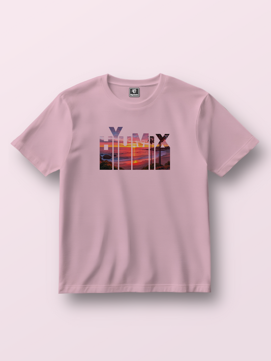 Matte Pastel Pink T-Shirt - Sunset Design