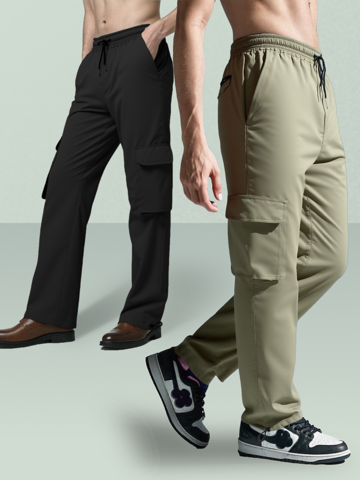 Casual Jogger Combo - Black and Olive -  4 Pockets