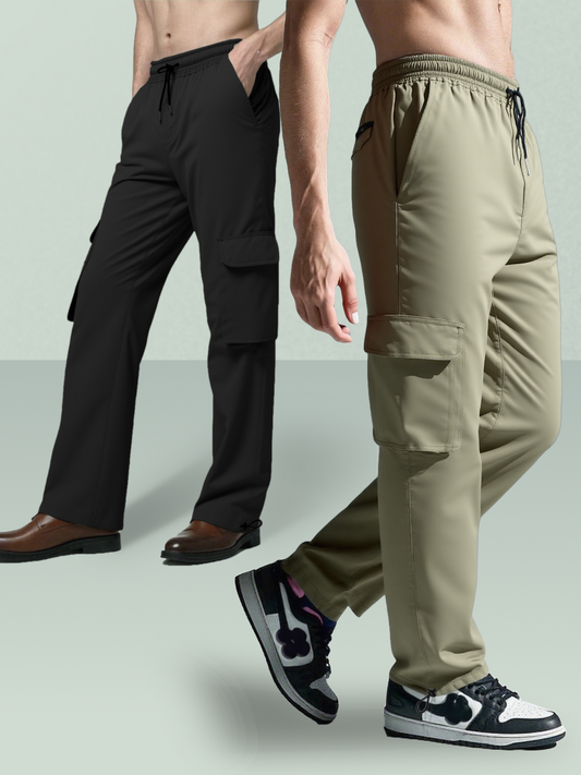 Casual Jogger Combo - Black and Olive -  4 Pockets